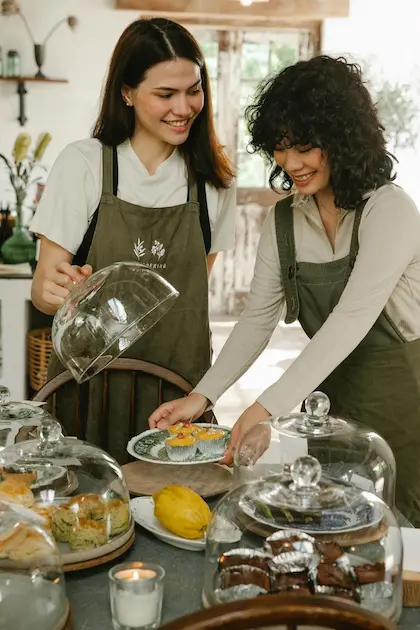 Women make traditional bread